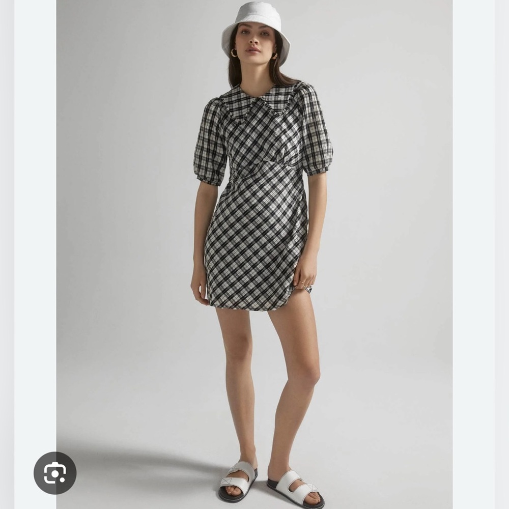 Ever New Black and White Puff Sleeve Mini Dress